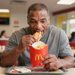 Mike Tyson eating a happy meal in the McDonalds play place, photograph, high quality, detailed, sharp