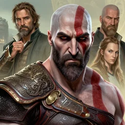a highly detailed beautiful portrait of joaquin phoenix as kratos, by gregory manchess, james gurney, james jean
