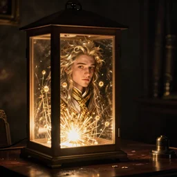 wizard, radio box, desk in a dark room, Greg Rutkowski