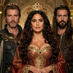 Salma Hayek as a beautiful Medieval Queen by Gerald Brom +Mark Arian +Artgerm