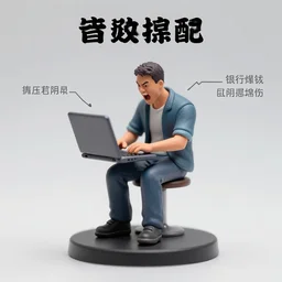 8 0 mm resin detailed miniature of a man screaming at his laptop, product introduction photos, 4 k, full body,