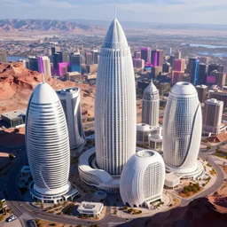 alien planet capital featuring enormous modern white buildings, daylight, neon city district, antelope canyon winter backdrop, megalophobia, 4 k wallpaper, high detail
