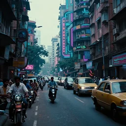 streets of mumbai in 2 0 7 0, cyberpunk, futuristic, high fidelity, uncompressed png