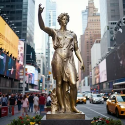 a greek statue in times square