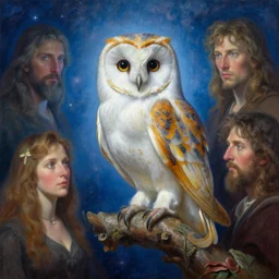 bismuth astral owel sent from god, highly detailed surrealist painting by bob ross, albert bierstadt, visionary art by yvonne mcgillivray by mandy jurgens by michael divine