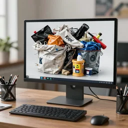 a computer the censors your art, 8 k, photorealistic, trash