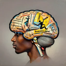multiple languages in a brain, 4 k award winning jean michel basquiat artstation