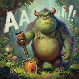 an ultra fine detailed painting of an aaahh!!! real monsters gardener by james gurney, featured on zbrush central, sots art, behance hd, reimagined by industrial light and magic