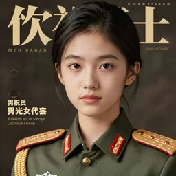 asian military dictator with prideful uniform, teen magazine cover, face photo