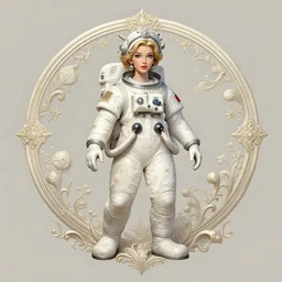 Donald Duck as an astronaut, woman, fantasy, intricate, elegant, highly detailed, centered, digital painting, artstation, concept art, smooth, sharp focus, illustration, art by artgerm and donato giancola and alphonse mucha