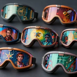 A set of futuristic sci fi goggles, intricate artwork by Tooth Wu and beeple, greg rutkowski and artgerm and justin gerard, cinematic, hyper realism, high detail, octane render, unreal engine, 8k, Vibrant colors, Smooth gradients, High contrast, depth of field, aperture f2.8