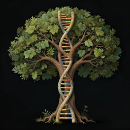 beautiful human dna! is tree of wisdom!, enchanted botany illustration, dark background, by marianne north, by android jones, digital matte painting, very coherently symmetrical