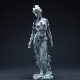 female statue made of water, studio light, dark background, 3 5 mm photography