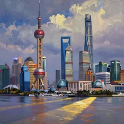 shanghai city painted by bob ross
