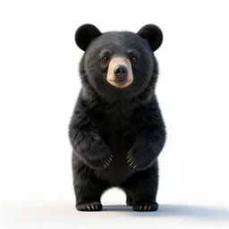 tiny black bear, clean 3d render, full body, isolated on a pure white background, centered, entire subject in frame, sharp focus, soft studio lighting
