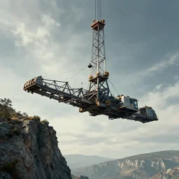 A giant Bucket-wheel excavator hanging on the edge of a cliff, cinematic, artstationhq, concept art