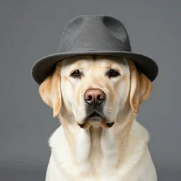 Labrador wearing a hat