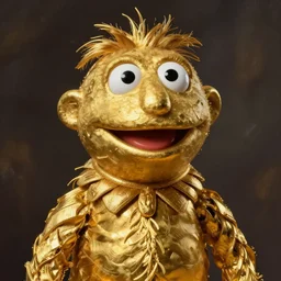gold sculpture of muppet god