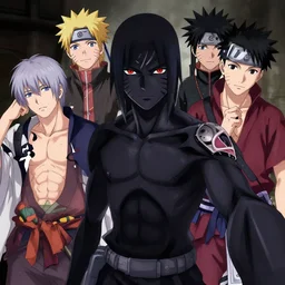 a dark humanoid, hyper detailed, in the style of urobuchi gen and masashi kishimoto and tite kubo and wlop, selfie