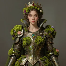 hyperdetailed portrait of beautiful queen's flower moss armored girl. by greg rutkowski, highly detailed portrait, digital painting, artstation, smooth, sharp foccus ilustration, artstation hq. intricate, elegant. art by wlop and artgerm and greg rutkowski, alphonse mucha, medium shot. dan mumford, tomokazu matsuyama, takato yamamoto
