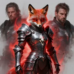 skull knight armor, realistic anthropomorphic fox, red black aura, fantasy, dark, portrait by donato giancola and greg rutkowski and wayne barlow, realistic face