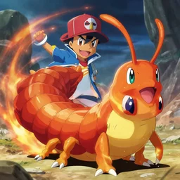 promotional art of a new fire pokemon trainer based on a centipede, art anime, anime style, detailed, high quality, genzoman, deviant art