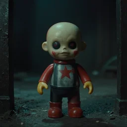 vhs footage of a terrifying liminal space and a super creepy toy
