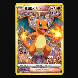 high intricate ornate pokemon card of one charmander!!!!!!! breathing fire!!!, neil gaiman!!, ( ( alejandro mirabal ) ), ( ( cory loftis ) ), patryk stefaniak, rebecca hu!!!!, ben mauro, logan preshaw!!!, trending on artstation