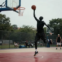Slenderman playing basketball, 4k