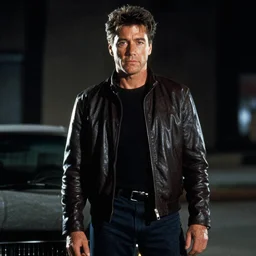 film still of Patrick Swayze as The Terminator in Terminator, 4k