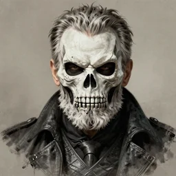 portrait of old man frank castle the punisher, skull face paint, intricate, elegant, highly detailed, centered, grungy, digital painting, artstation, concept art, smooth, sharp focus, boris vallejo