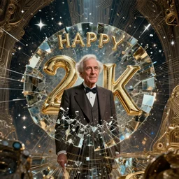 art by benoit b. mandelbrot and david lachapelle, art of happy birthday, visually stunning, cinematic, ultra realistic, hyper realism, 1 2 k, epic, octane render, unreal engine, vfx, maya, shatters will be more than stars in the reflections of mirrors domains, sure it'll be done to fantasies styles, circuitry, ornate