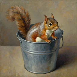 a painting of a bucket of squirrel meat in the style of charles camoin