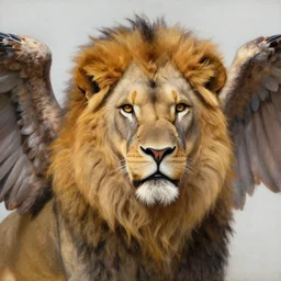 a realistic oil painting portrait of a winged lion with an eagle head, highly detailed, trending on artstation, by james gurney and michael whelan