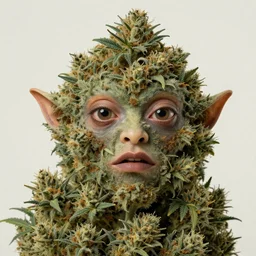 a portrait of a beautiful but bizarre marijuana bud monster by rembrandt,