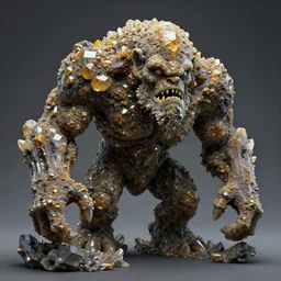 Mountainous colossal geode crystal bismuth golem