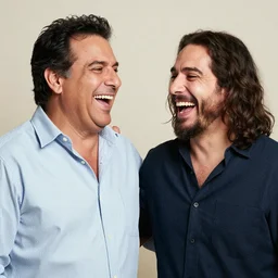 jesus christ and el risitas spanish humorist laughing together, juan joya borja el risitas, high - quality photograph