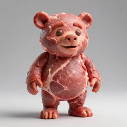 a sculpture of chappy, made out of meat
