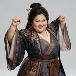 thick chubby filipina dnd mage, sly grin, intricate robe, exaggerated perspective, beautiful detailed face, action pose, anime style, dynamic shadows, dynamic lighting, geoff johns, jason fabok, jason fabok, brad anderson, splash art