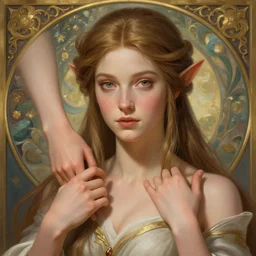 beautiful elven princess, accurate anatomy, only two hands, highly detailed, digital painting, artstation, concept art, smooth, sharp focus, illustration, Unreal Engine 5, 8K, art by ross tran and greg rutkowski and alphonse Mucha