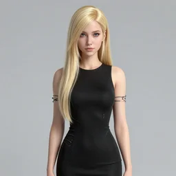 highly detailed portrait of a giddy frostpunk long blonde hair lady with short form fitting black dress, stray wiring by atey ghailan, james gilleard, by joe fenton, by greg rutkowski, by greg tocchini, by kaethe butcher, 4 k resolution, gradient blue, black and white color scheme!!! ( ( glaciated robotic dystopian city background ) )