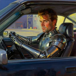 edward hopper painting, the incal, kitt knight rider, cinematic, driver, rider, retro futuristic, mad max fury road