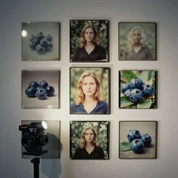 kodak portra 4 0 0, wetplate, flashlight, 8 5 mm carl zeiss, blueberry, hdr, award - winning colour portrait by britt marling : a sunlit 1 9 6 0 s museum exposition, quadratic quadratic picture frames, haze, wallpaper, fog, no people