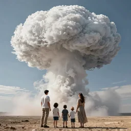 perfect 1 9 5 0 s family being incinerated in a nuclear war. mushroom cloud h 6 4 0