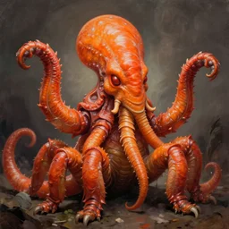 zoological portrait of orange cthulhu by juan gimenez