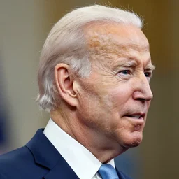 joe biden with a long blonde mullet and diamond earrings.