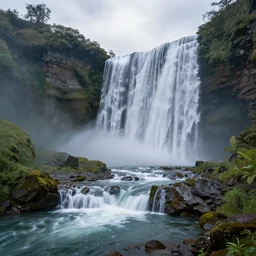stunning landscape, waterfall, 8 k uhd, unreal engine, octane render in the artstyle of kuindzhi