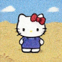 a desolate wasteland in hello kitty style