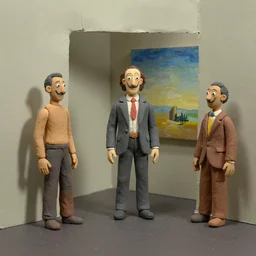 plasticine sculpture. john craxton. stop motion. salvador dali clay models. painting. room hole in wall. minimal. photorealistic.
