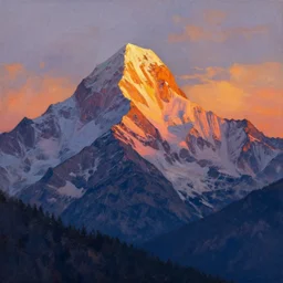 majestic mountain sunset by bob ross